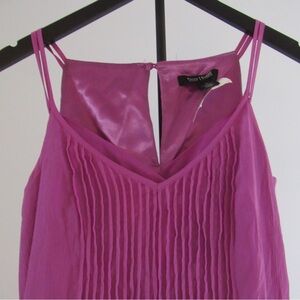 White House Black Market Purple Pleated High Low Dress
